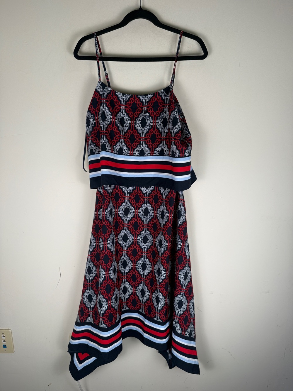 Tommy Hilfiger Nautical Knot Red White Blue Flare Hankerchief Dress Size 10
